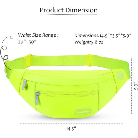 Women Men Neno Green Large Crossbody Fanny Pack Belt Bag Hands-Free Waist Pack - Picture 5 of 7